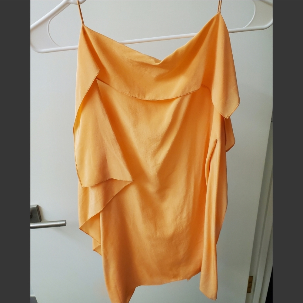 Phillip lim orange silk drape tank top
